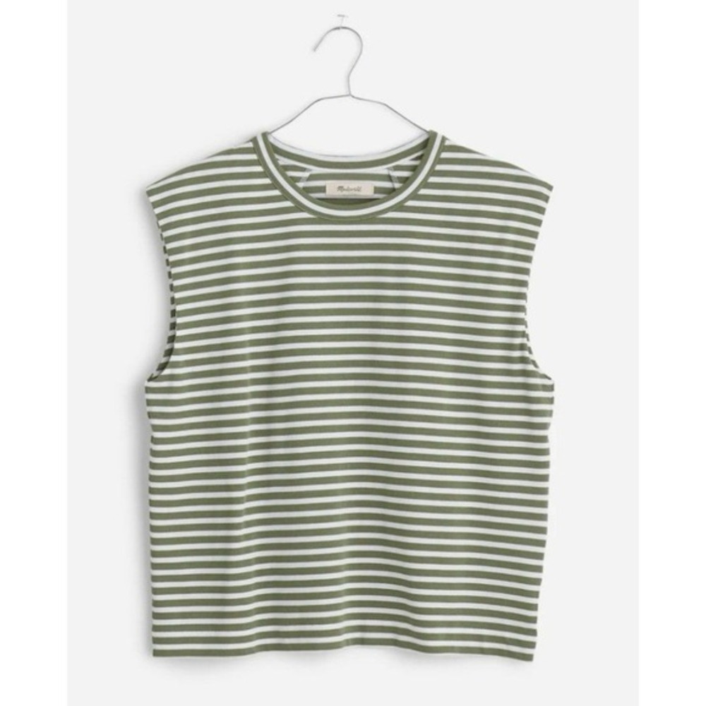 Madewell Stripe Muscle Tee XXS Green Nautical Preppy Tennis‎ Preppy Pickleball